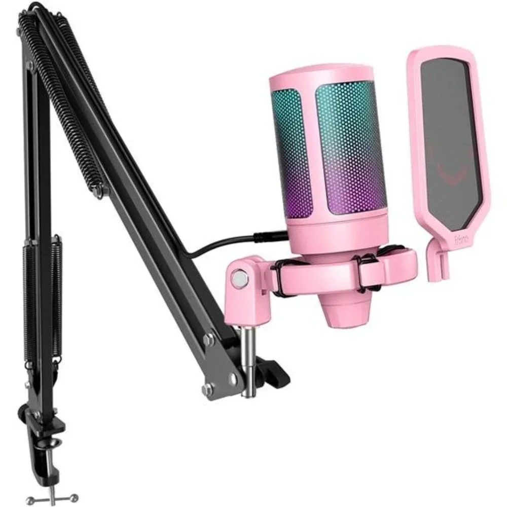 Gaming USB Microphone Kit, PC Streaming Recording Computer RGB Microphone Set